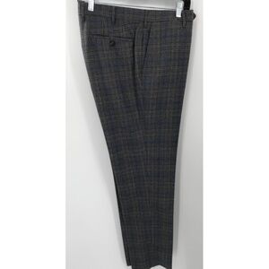 de Corato Sartoria mens wool gray blue glen check flat front pants sz 52